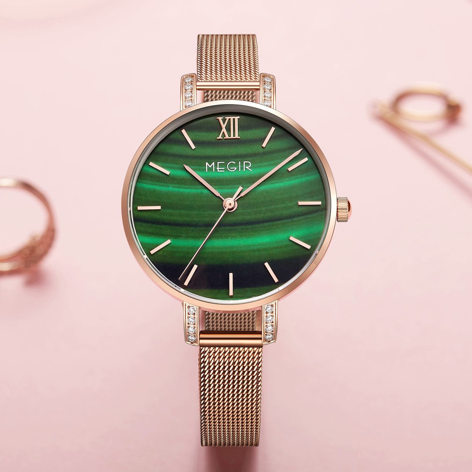 MEGIR Fashion Quartz Women Bracelet Watches Luxury Casual Ladies Dress Clock Female Steel Mesh Band Wristwatch Relogio Feminino-5