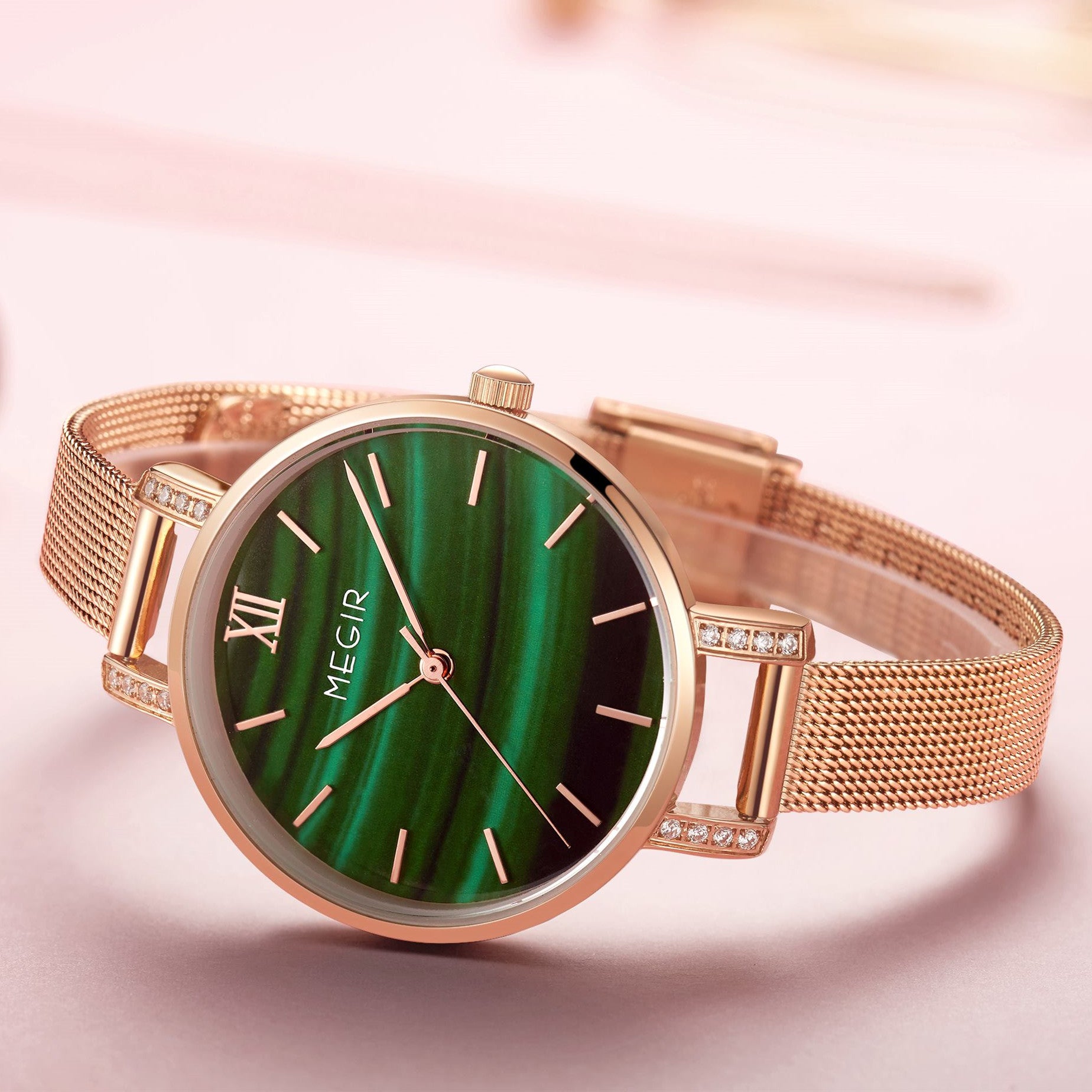 MEGIR Fashion Quartz Women Bracelet Watches Luxury Casual Ladies Dress Clock Female Steel Mesh Band Wristwatch Relogio Feminino-6