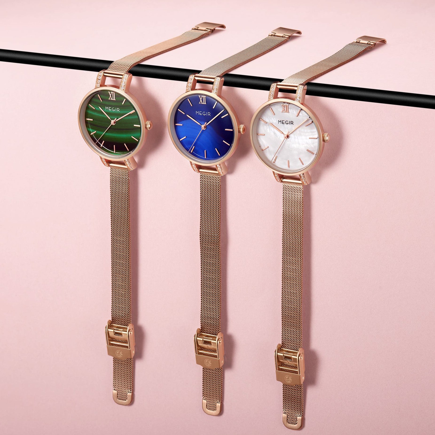 MEGIR Fashion Quartz Women Bracelet Watches Luxury Casual Ladies Dress Clock Female Steel Mesh Band Wristwatch Relogio Feminino-4