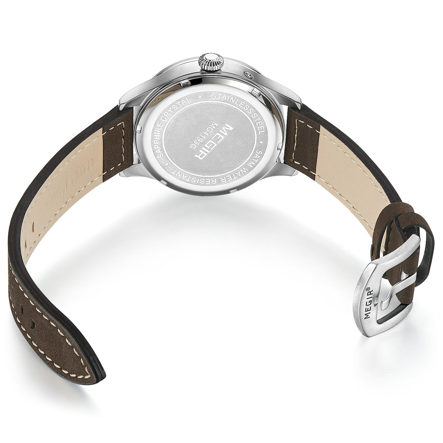 MEGIR Fashion Sport Quartz Watches Men Luxury Leather Business Casual Wristwatches Waterproof Date Clcok Moon Phase Reloj Hombre-6