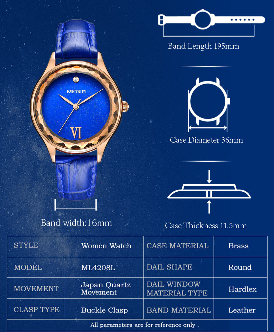 MEGIR Fashion Watch for Women Luxury Leather Casual Simple Quartz Wristwatch Waterproof Ladies Dress Clock Relogio Feminino-7