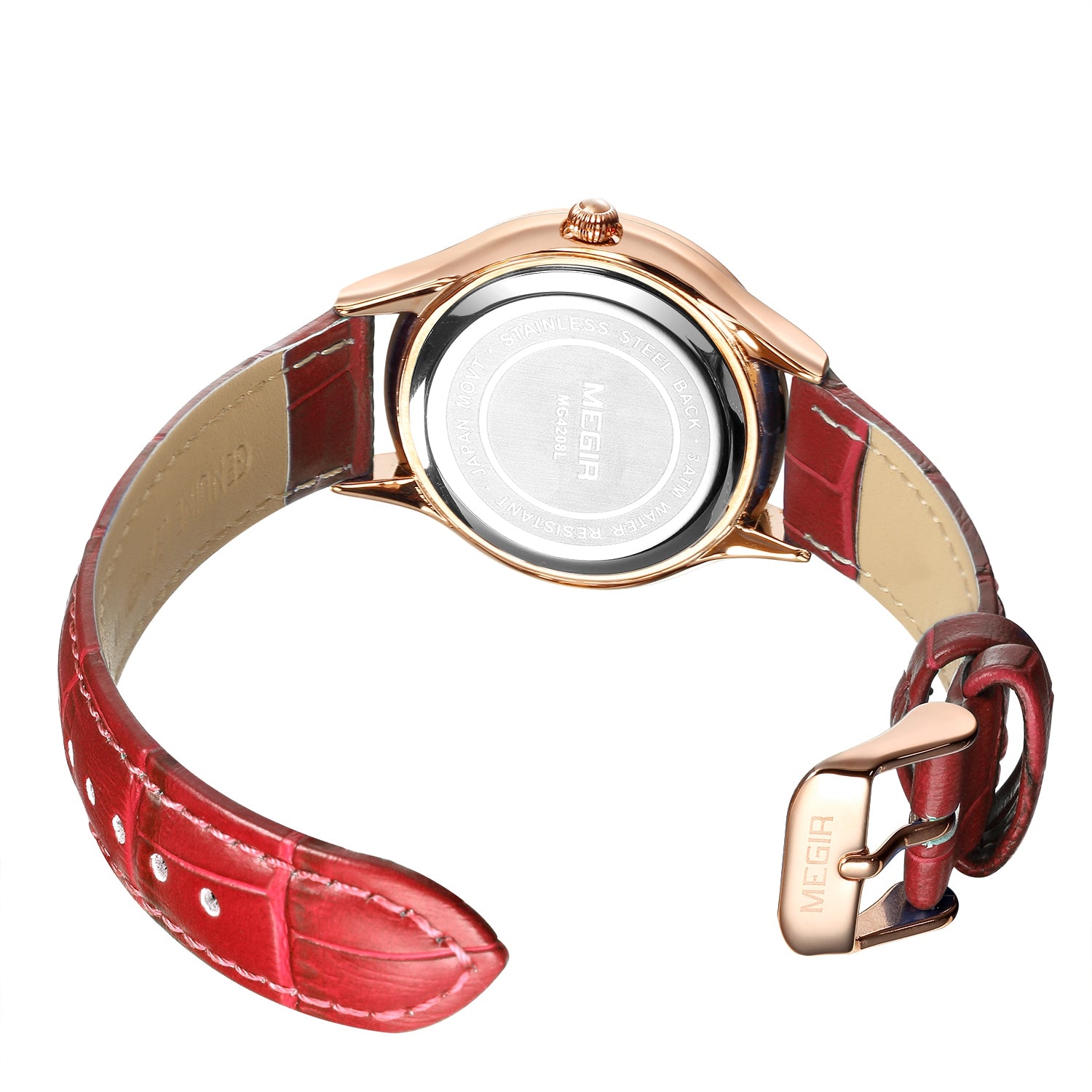 MEGIR Fashion Watch for Women Luxury Leather Casual Simple Quartz Wristwatch Waterproof Ladies Dress Clock Relogio Feminino-6