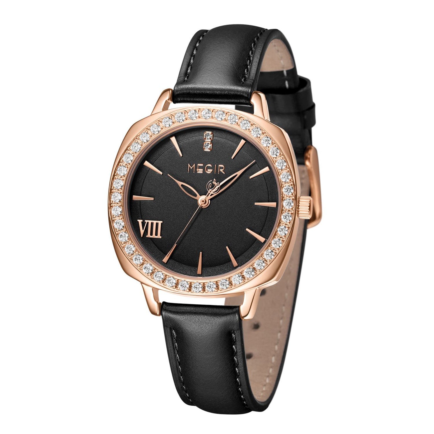 MEGIR Fashion Women Watch Luxury Diamond Leather Ladies Bracelet Watch Female Quartz Wristwatches Dress Clock Relogio Feminino-5