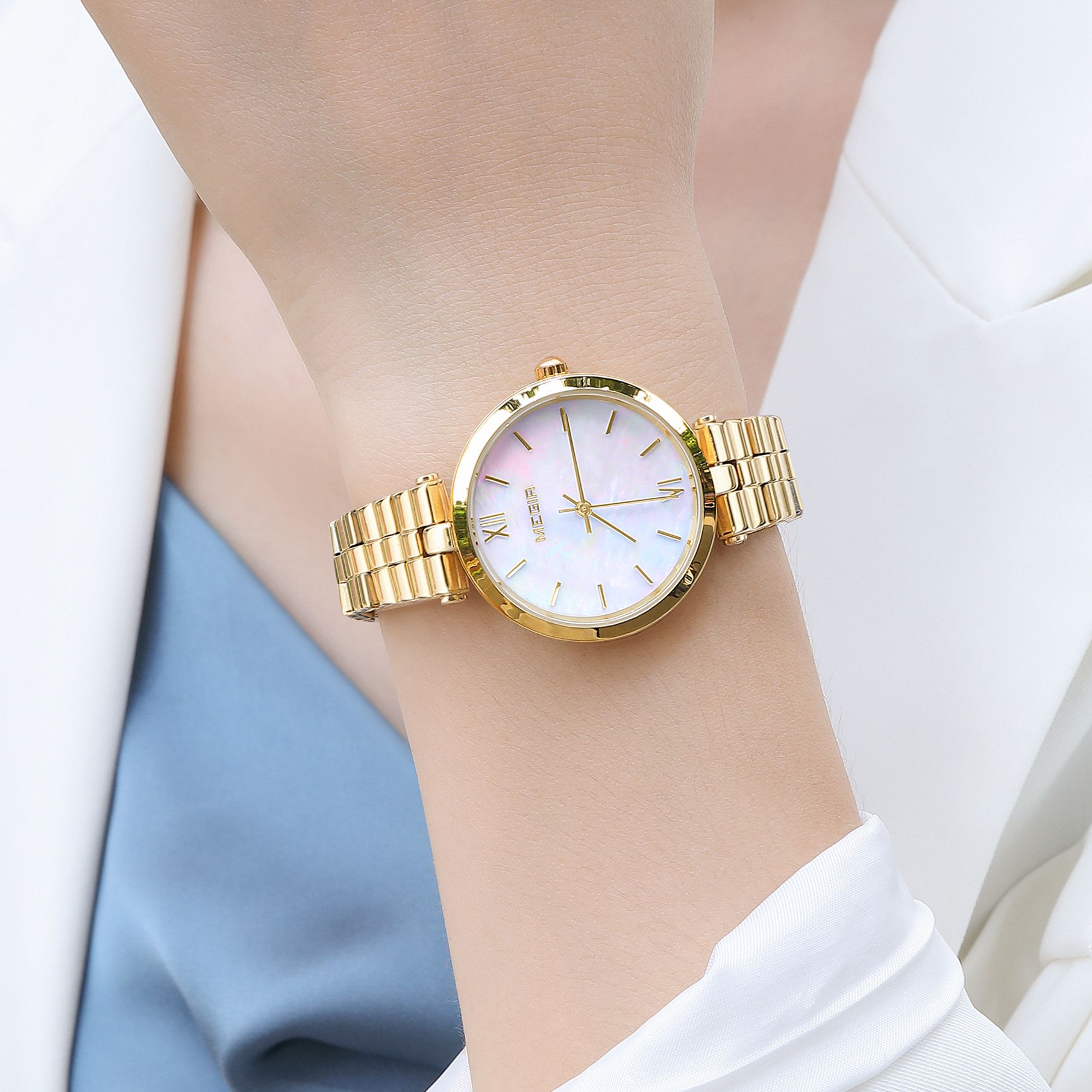 MEGIR Ladies Bracelet Watches Fashion Luxury Women's Casual Wrist Watch Steel Quartz Watch Dress Female Clock Reloj Mujer 85112-1