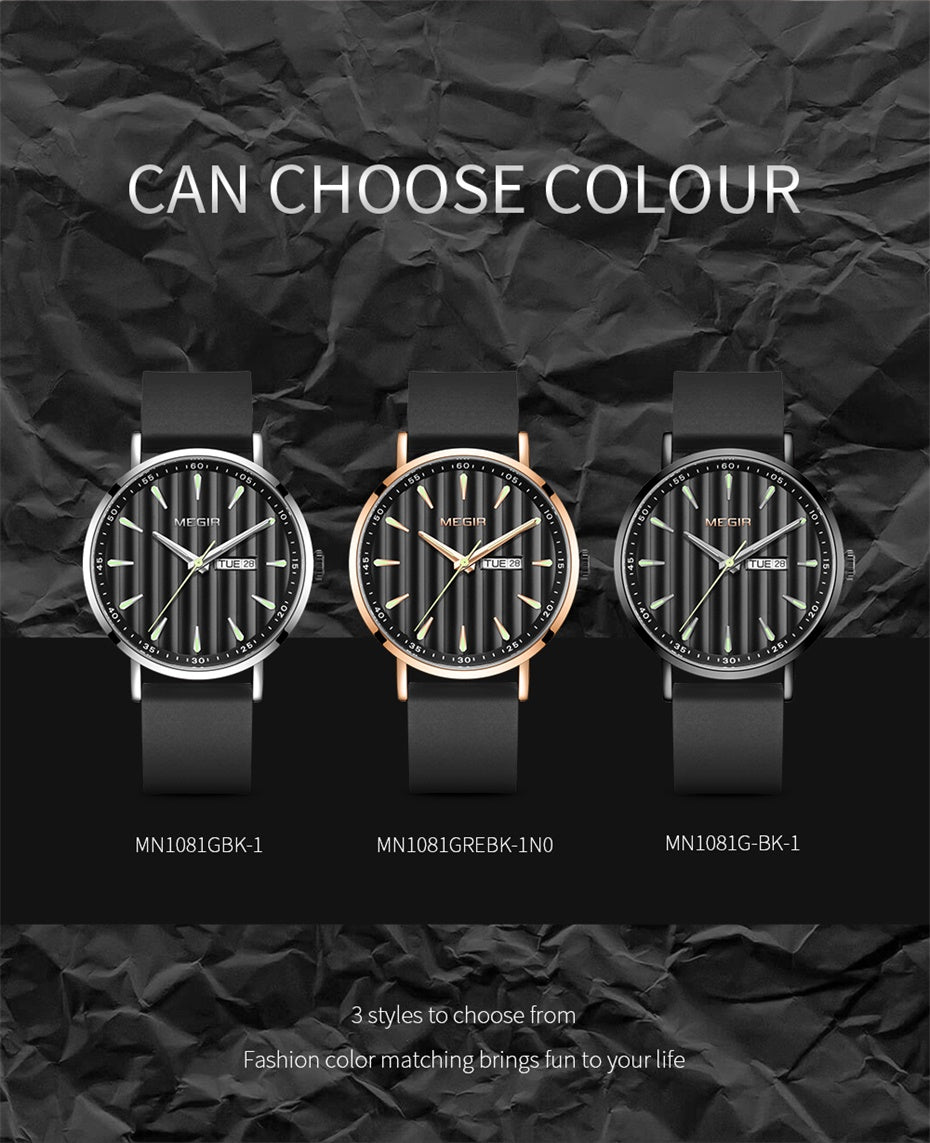 MEGIR Luxury Big Dial Mens Watch Fashion Quartz Casual Sport Wristwatch for Men Waterproof Week Date Display Clock Reloj Hombre-11