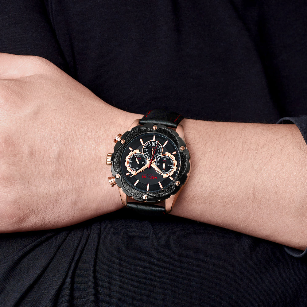 MEGIR Luxury Sports Watches for Men Waterproof Quartz Wrist Watch Chronograph Fashion Leather Military Clock Reloj Hombre 2070-2