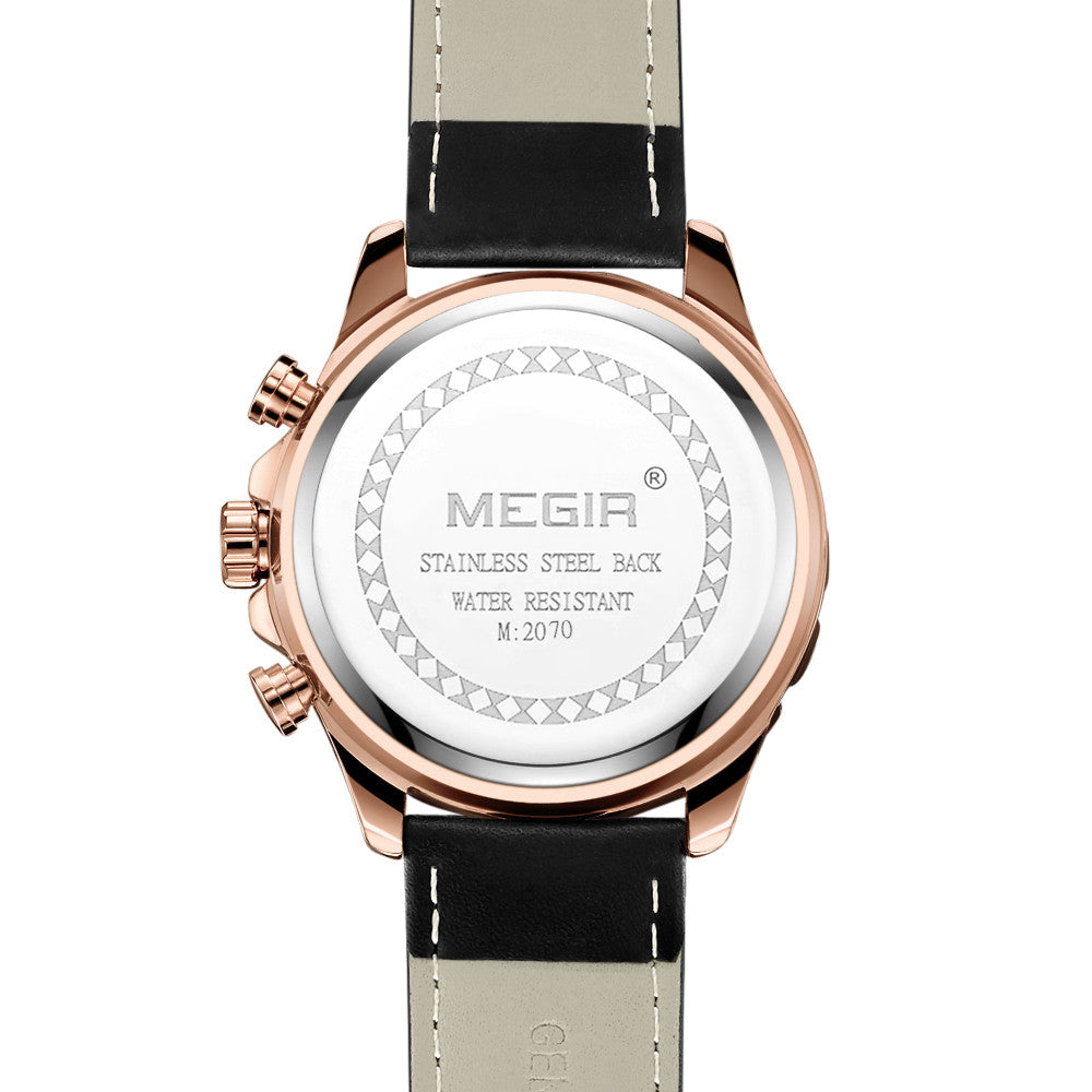 MEGIR Luxury Sports Watches for Men Waterproof Quartz Wrist Watch Chronograph Fashion Leather Military Clock Reloj Hombre 2070-9