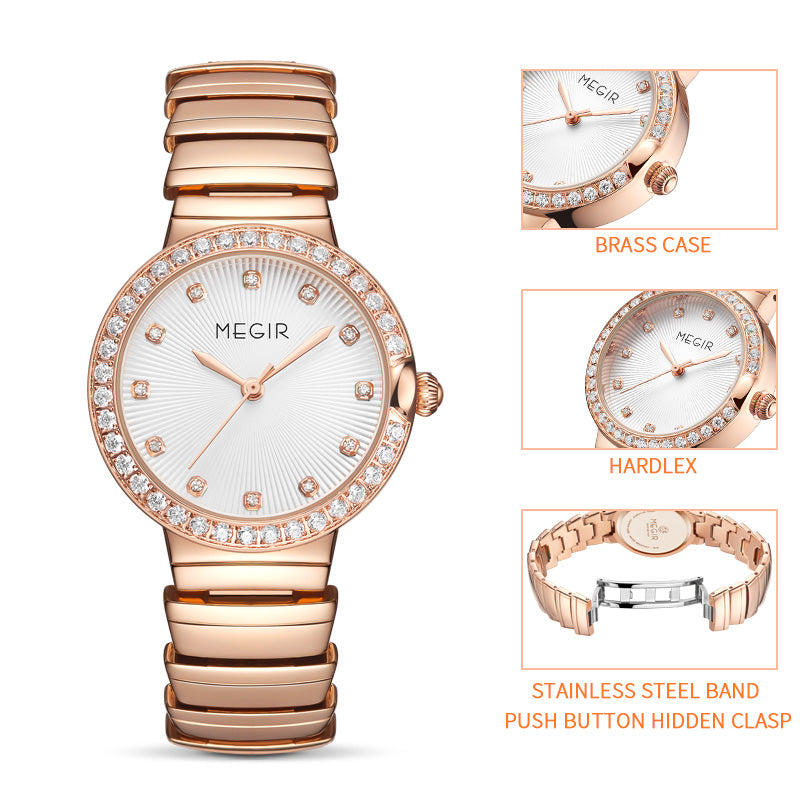 MEGIR Luxury Stainless Steel Strap Watches for Women Fashion Casual Quartz WristWatch Ladies Big Dial Dress Clock Reloj Hombre-8