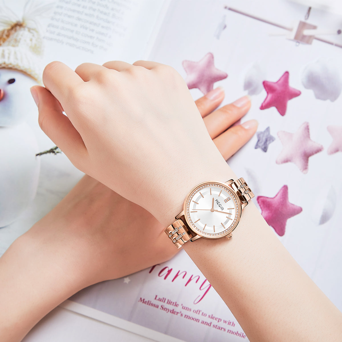 MEGIR Luxury Watches for Women Stainless Steel Dress Clock Fashion Elegant Wristwatch Quartz Watch Ladies Clock Reloj Mujer 7012-1