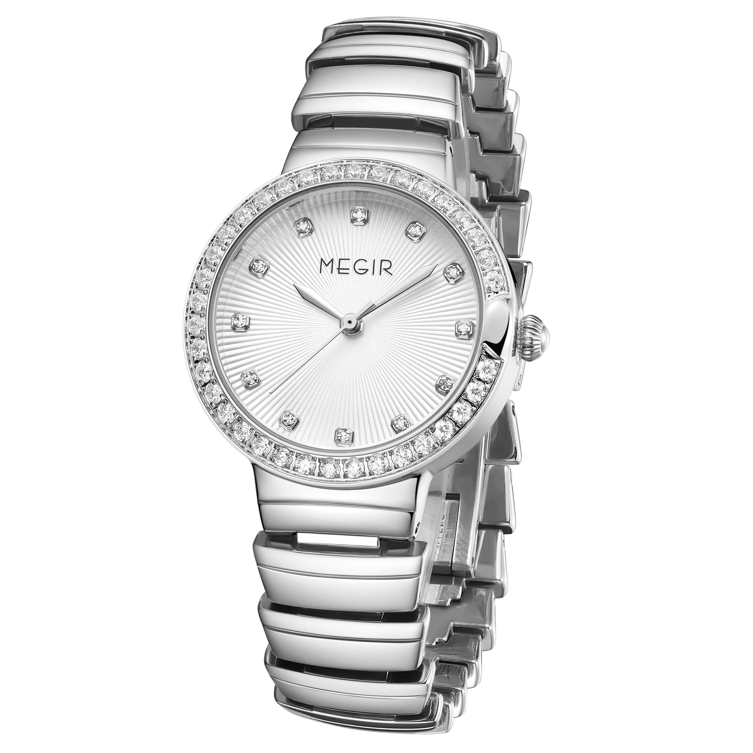 MEGIR Luxury Stainless Steel Strap Watches for Women Fashion Casual Quartz WristWatch Ladies Big Dial Dress Clock Reloj Hombre-4