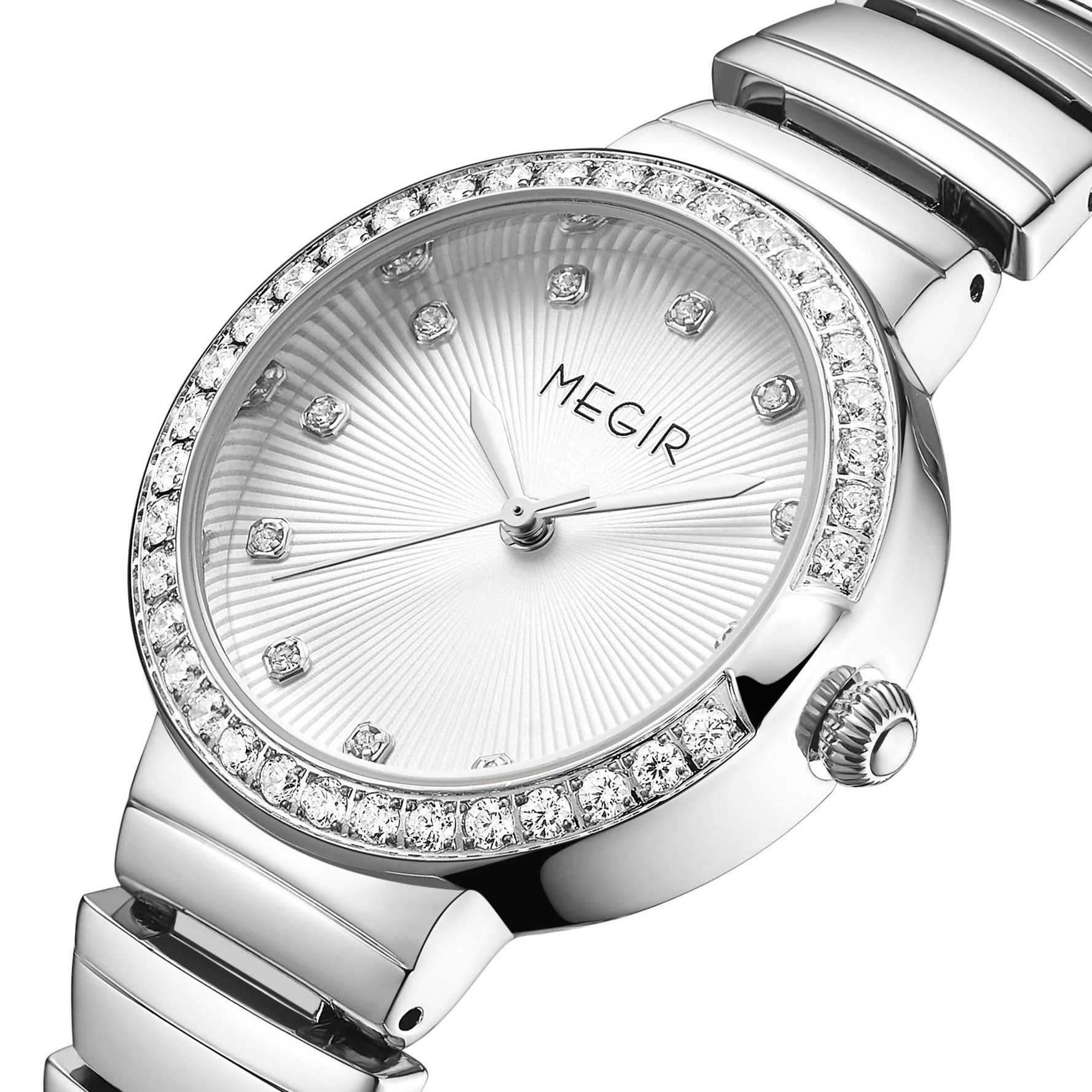 MEGIR Luxury Stainless Steel Strap Watches for Women Fashion Casual Quartz WristWatch Ladies Big Dial Dress Clock Reloj Hombre-7