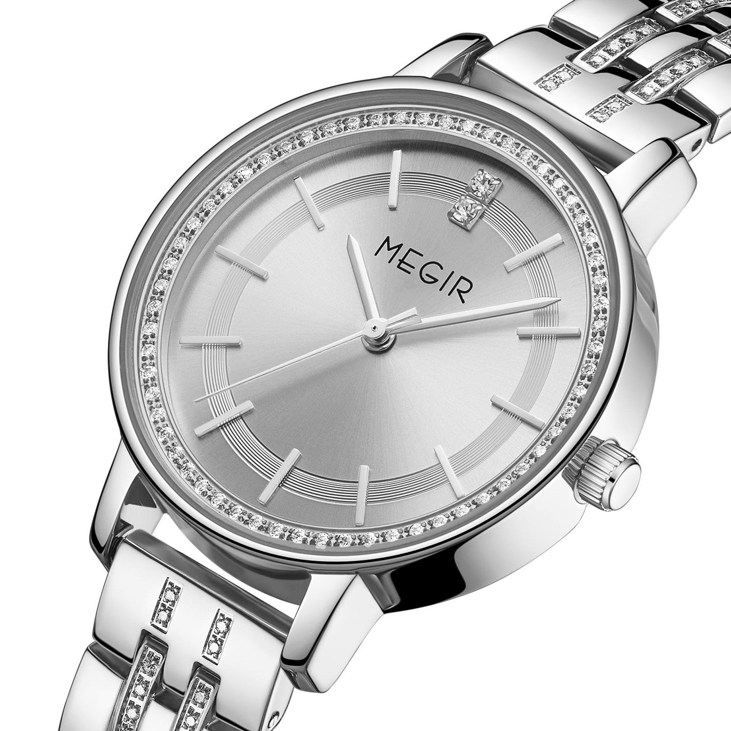 MEGIR Luxury Watches for Women Stainless Steel Dress Clock Fashion Elegant Wristwatch Quartz Watch Ladies Clock Reloj Mujer 7012-10