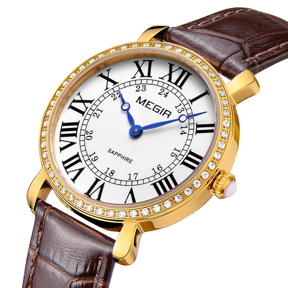 MEGIR Luxury Women Watch Business Ladies Fashion Quartz Bracelet Wrist Watches Casual Leather Band Dress Clock Montre Homme-1