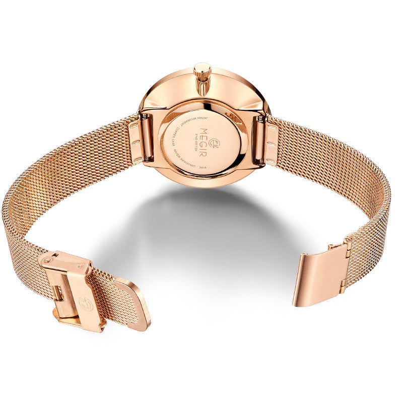 MEGIR Luxury Women Watches Fashion Quartz Watch Ladies Clock Stainless Steel Waterproof Female Watch Relogio Feminino 7014-9