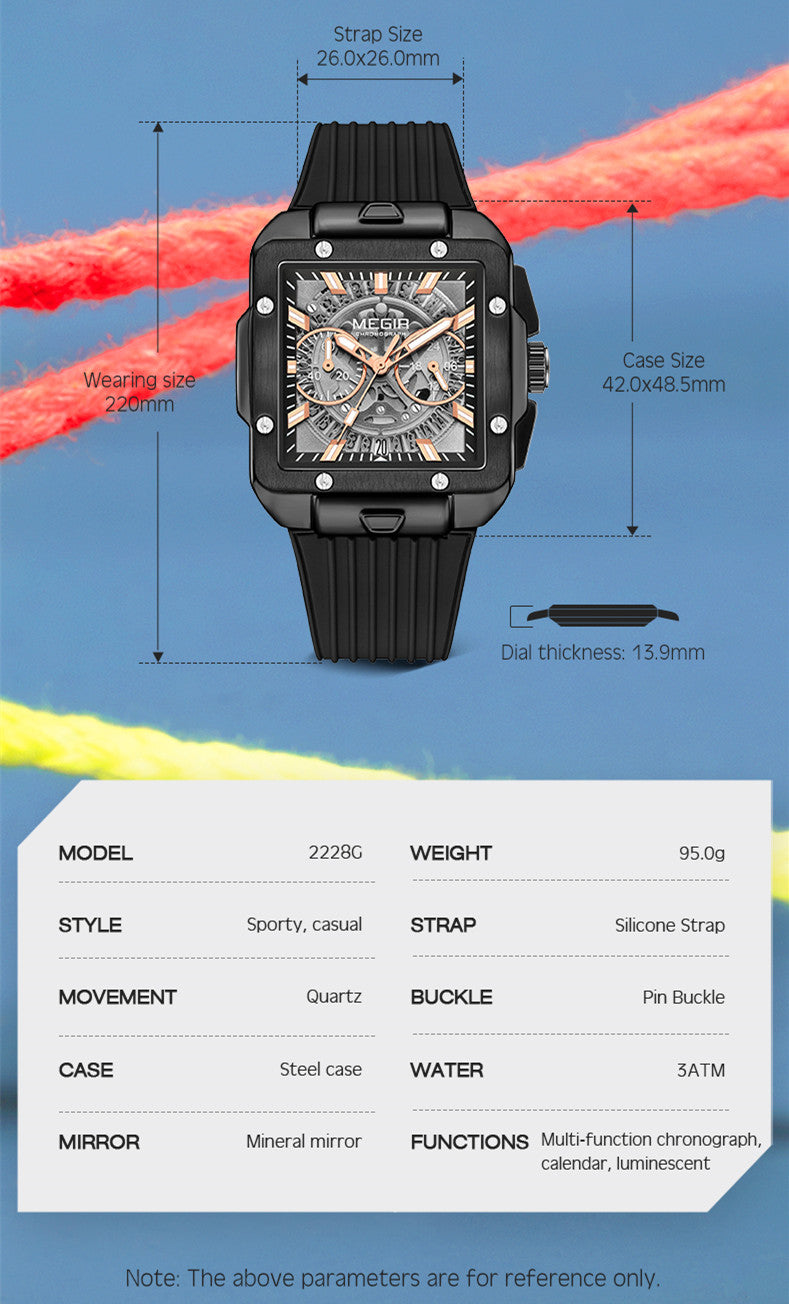 MEGIR Watch for Men Luxury Sport Quartz Wristwatch with Silicone Band Luminous Hands Date Male Chronograph Clock Reloj Hombre-2