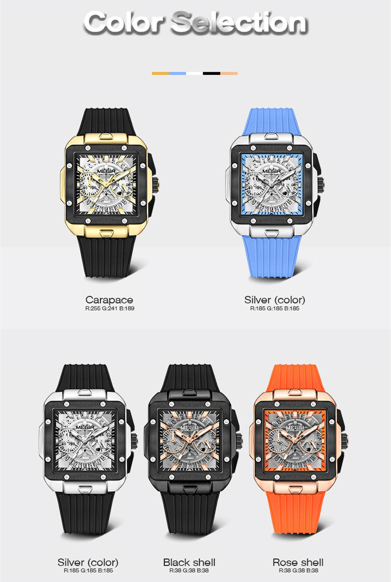 MEGIR Watch for Men Luxury Sport Quartz Wristwatch with Silicone Band Luminous Hands Date Male Chronograph Clock Reloj Hombre-3
