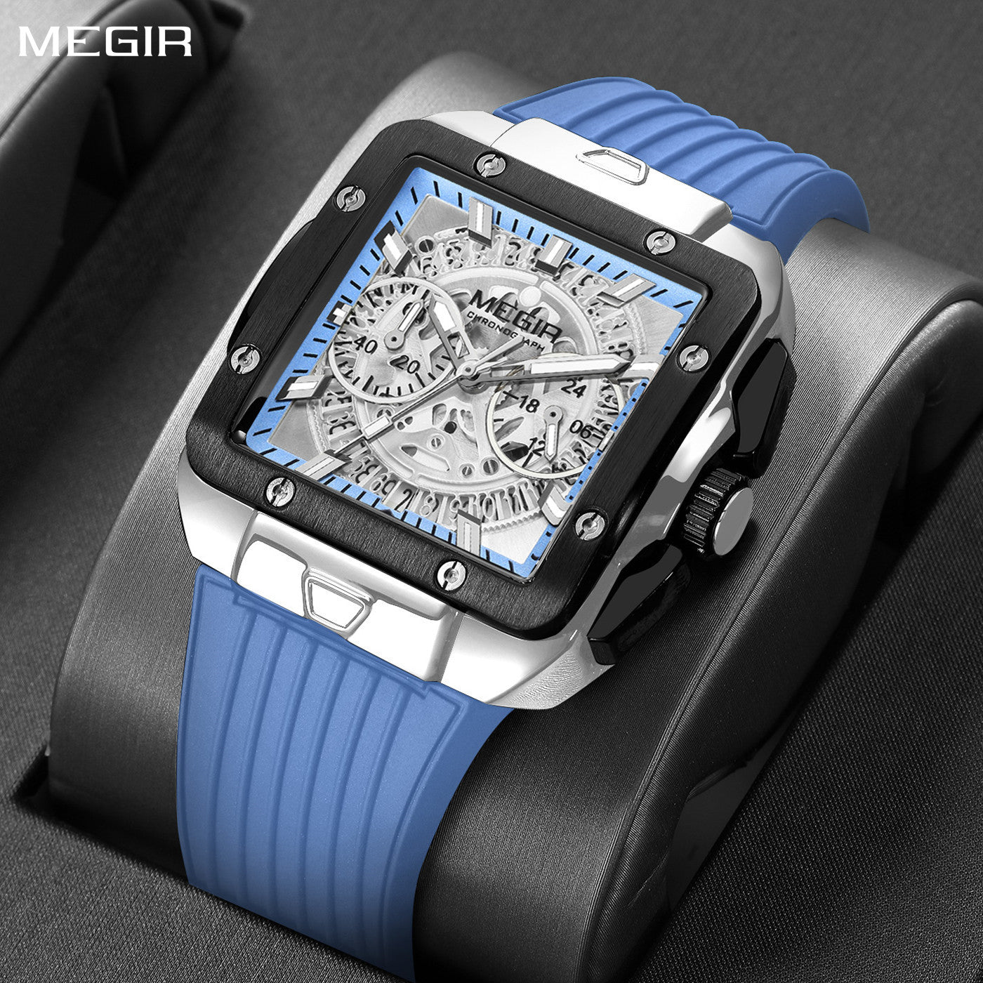 MEGIR Watch for Men Luxury Sport Quartz Wristwatch with Silicone Band Luminous Hands Date Male Chronograph Clock Reloj Hombre-0