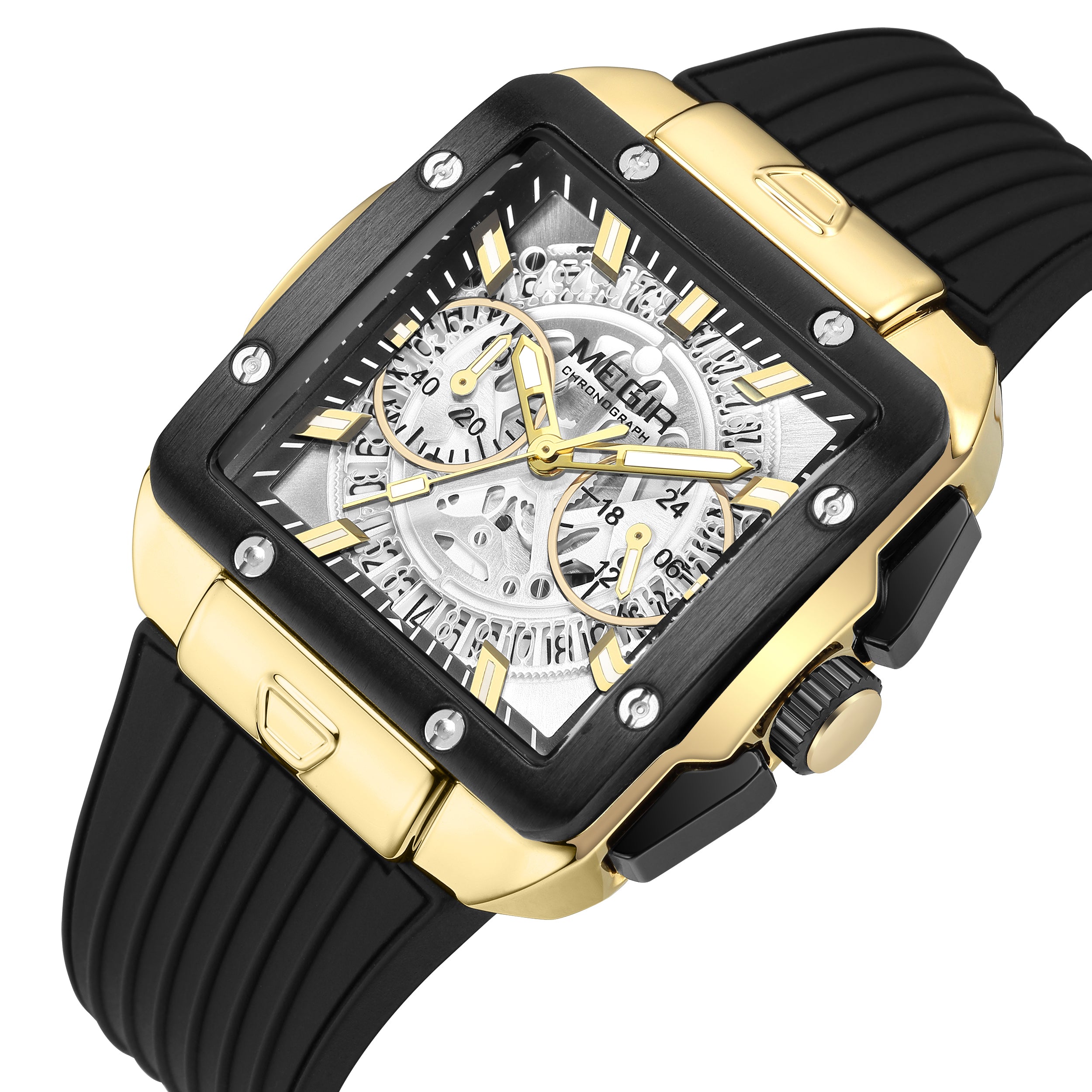 MEGIR Watch for Men Luxury Sport Quartz Wristwatch with Silicone Band Luminous Hands Date Male Chronograph Clock Reloj Hombre-8