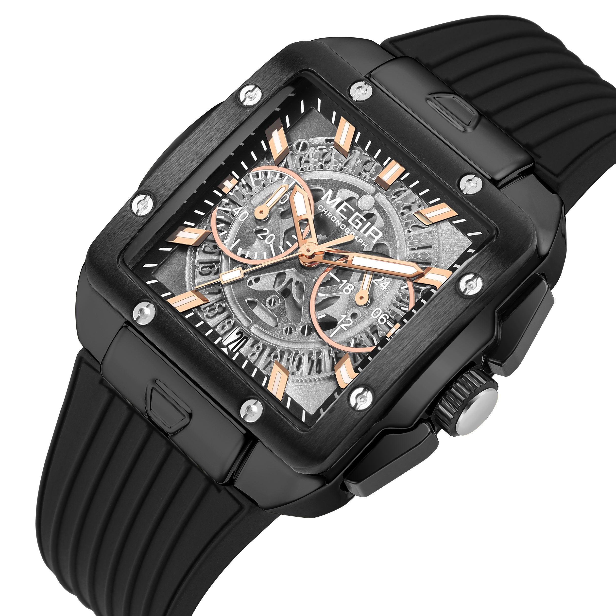 MEGIR Watch for Men Luxury Sport Quartz Wristwatch with Silicone Band Luminous Hands Date Male Chronograph Clock Reloj Hombre-11