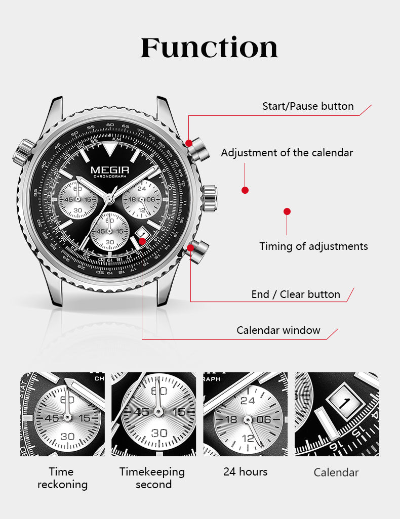 MEGIR Luxury Watches Men Fashion Silicone Band Quartz Military WristWatch Waterproof Big Dial Sport Chronograph with Date Clock-7