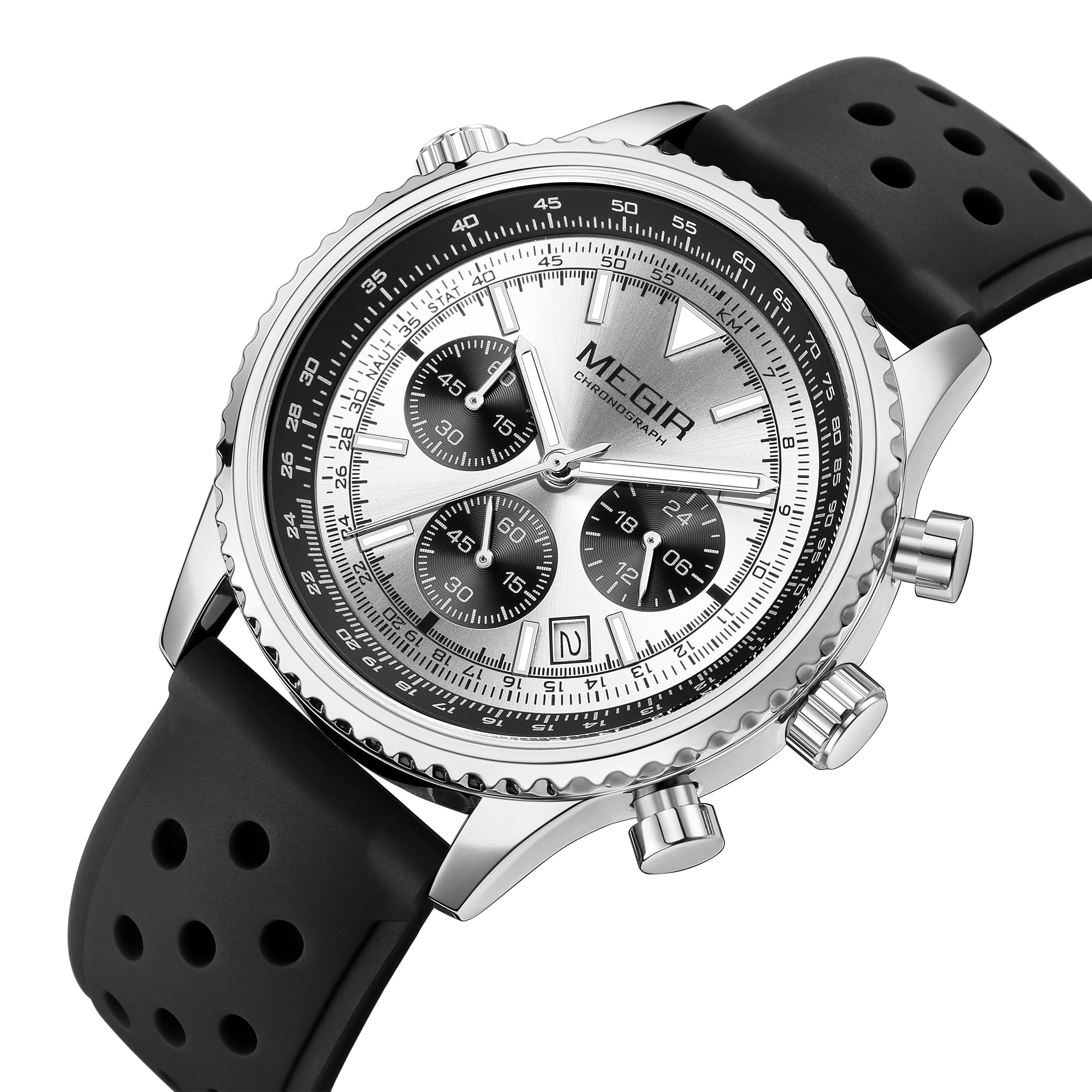 MEGIR Luxury Watches Men Fashion Silicone Band Quartz Military WristWatch Waterproof Big Dial Sport Chronograph with Date Clock-11