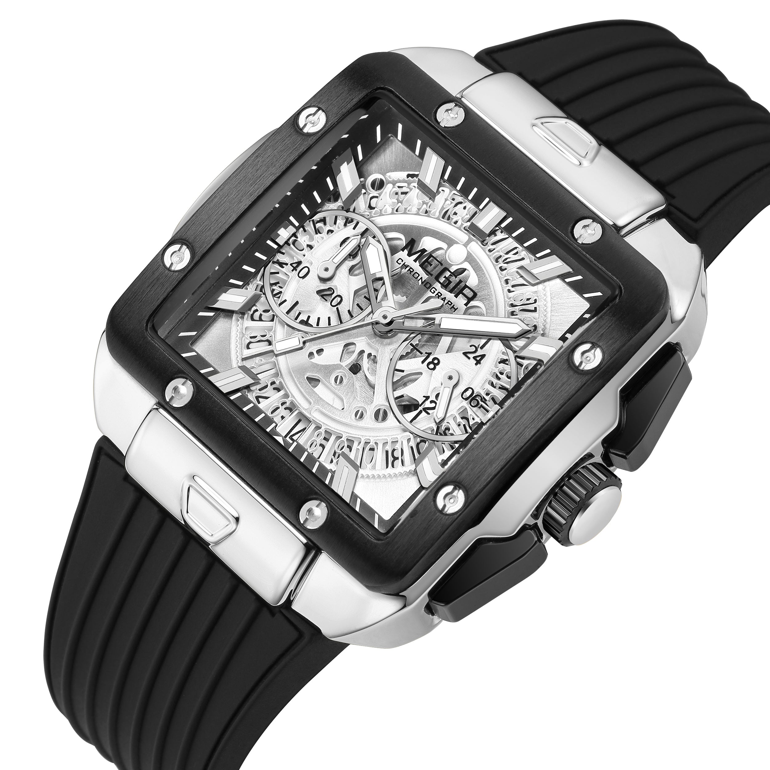 MEGIR Watch for Men Luxury Sport Quartz Wristwatch with Silicone Band Luminous Hands Date Male Chronograph Clock Reloj Hombre-12