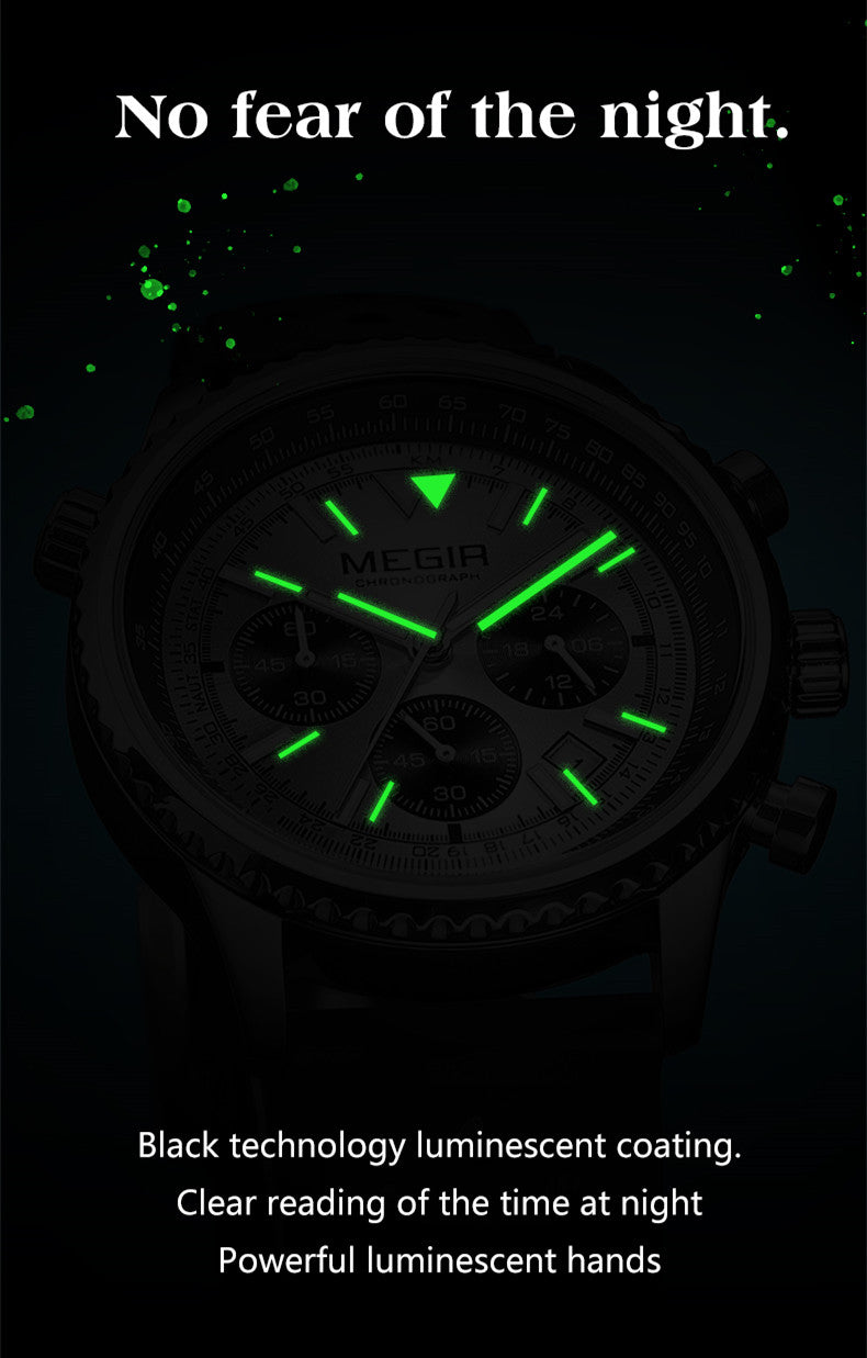 MEGIR Luxury Watches Men Fashion Silicone Band Quartz Military WristWatch Waterproof Big Dial Sport Chronograph with Date Clock-5