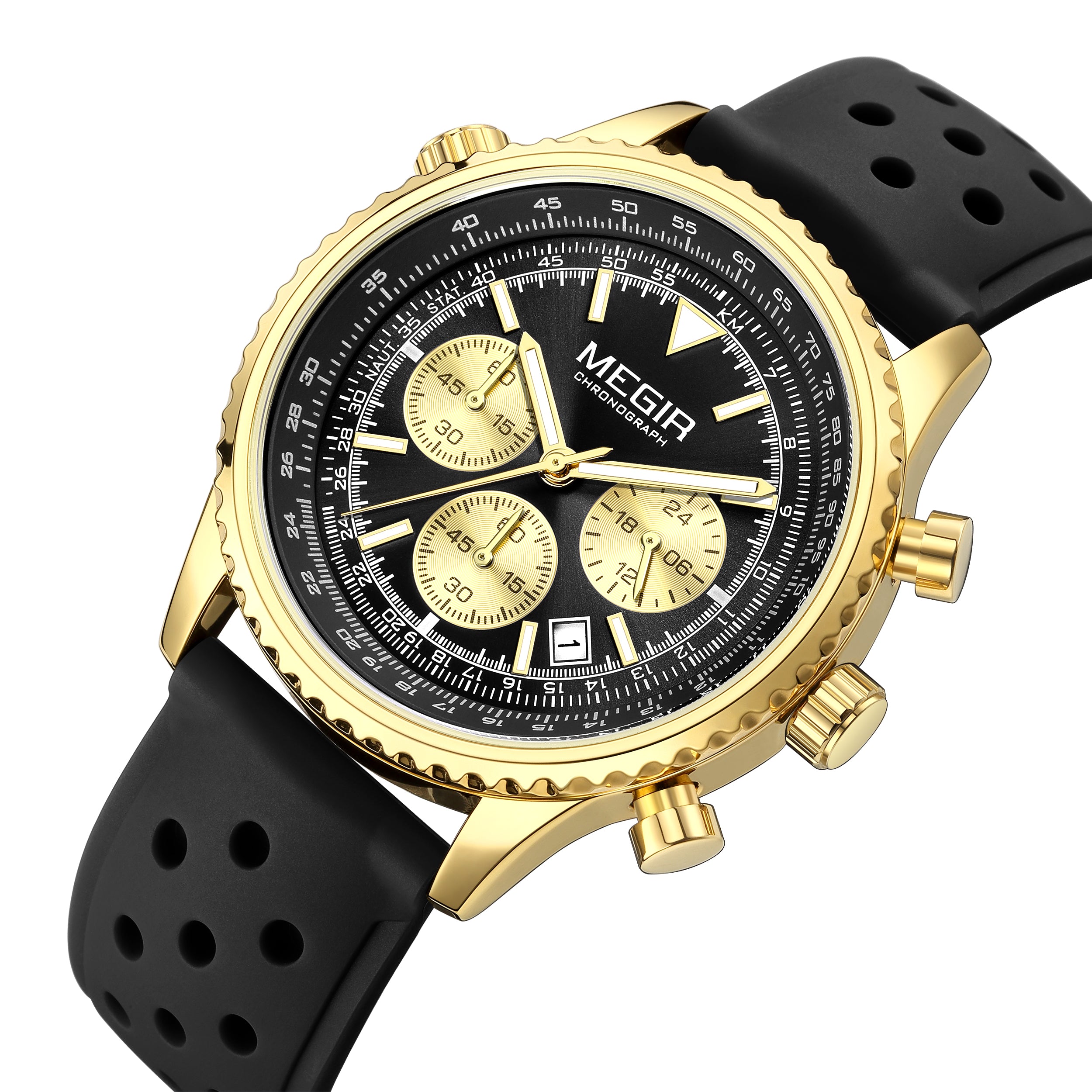 MEGIR Luxury Watches Men Fashion Silicone Band Quartz Military WristWatch Waterproof Big Dial Sport Chronograph with Date Clock-9