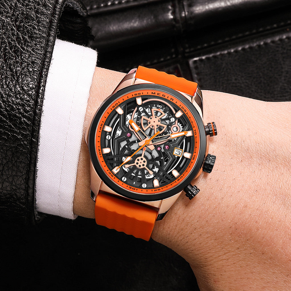 MEGIR Sports Watches Brand Luxury Wrist Watch Clock for Men Silicone Strap Luminous Quartz Big Dial Wristwatch Relogio Masculino-1