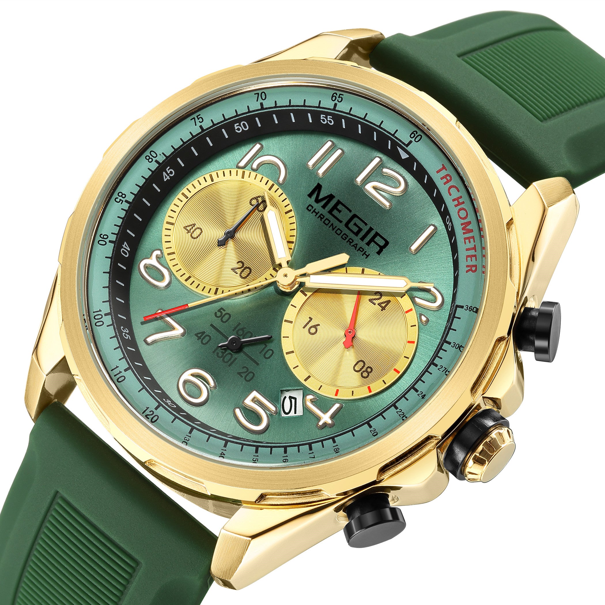 MEGIR New Men Watches Luxury Quartz Wristwatch Gray Waterproof Military Sports Chronograph Silicone Strap Clock Montre Homme-9