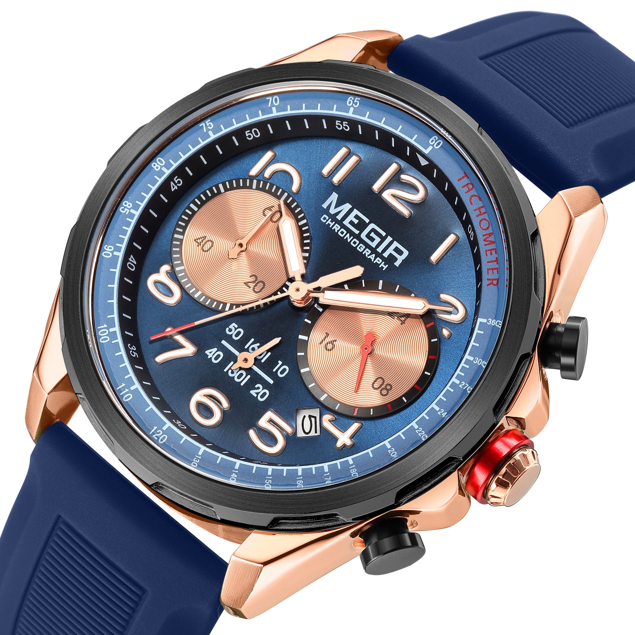 MEGIR New Men Watches Luxury Quartz Wristwatch Gray Waterproof Military Sports Chronograph Silicone Strap Clock Montre Homme-10