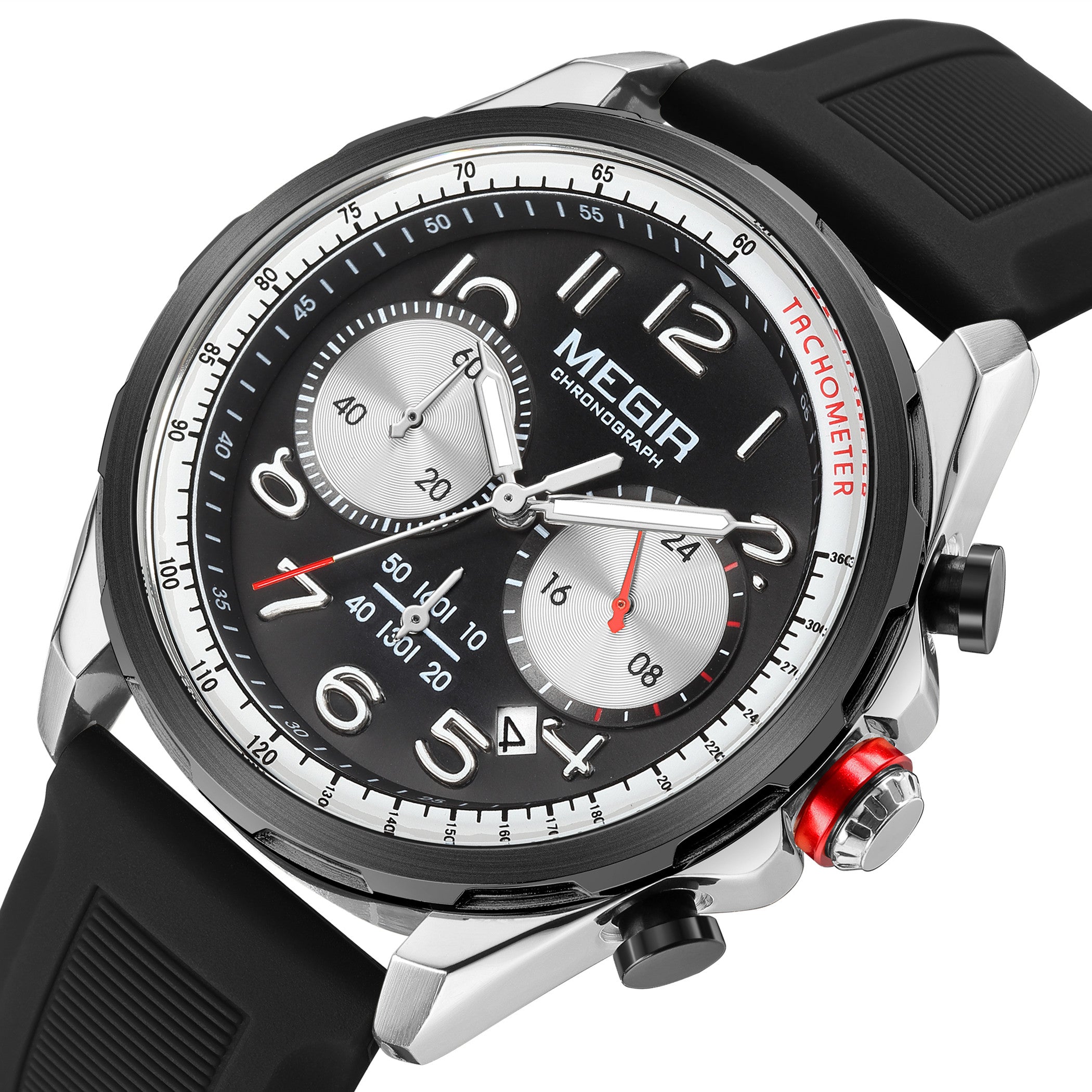 MEGIR New Men Watches Luxury Quartz Wristwatch Gray Waterproof Military Sports Chronograph Silicone Strap Clock Montre Homme-13