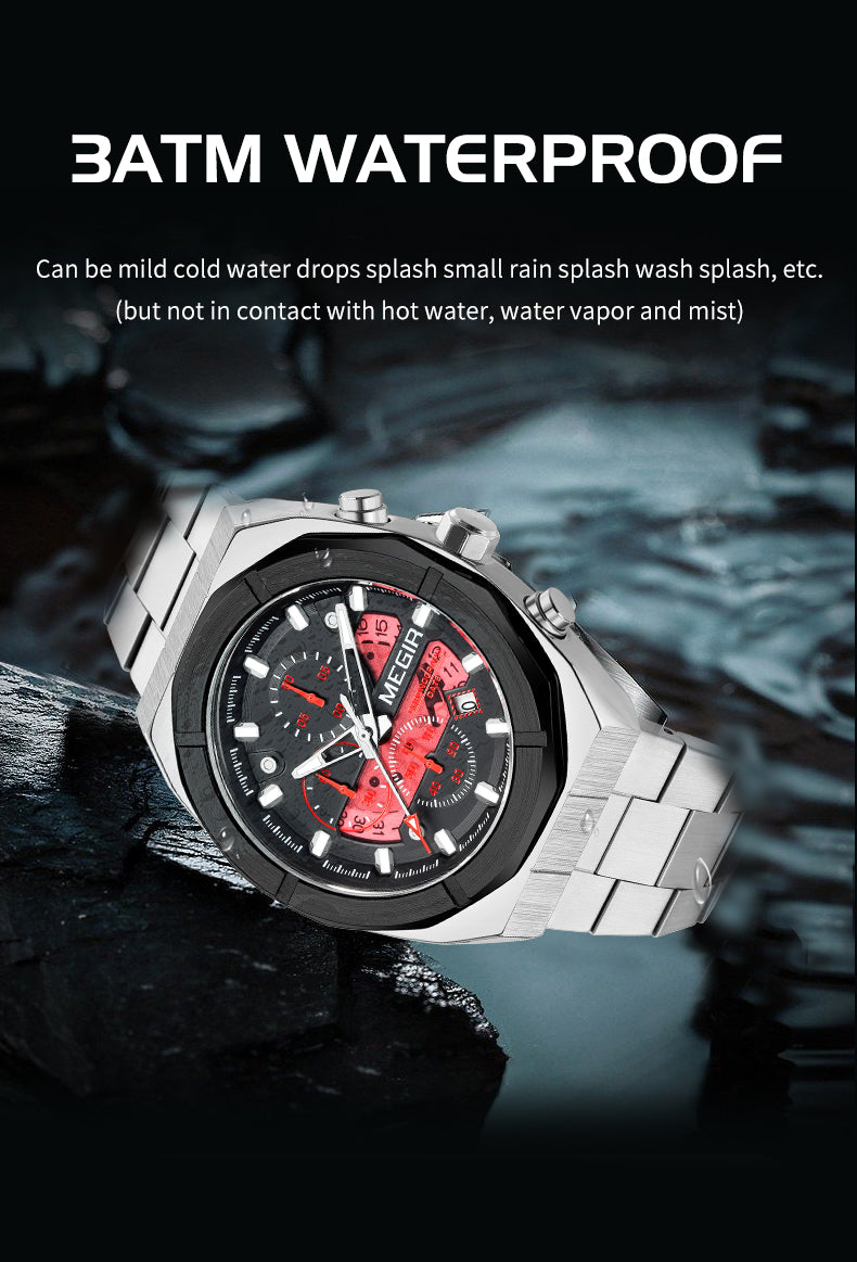 MEGIR New Watch for Men Top Brand Luxury Casual Quartz Wristwatch with Chronograph Waterproof Luminous Auto Date Reloj Hombre-8
