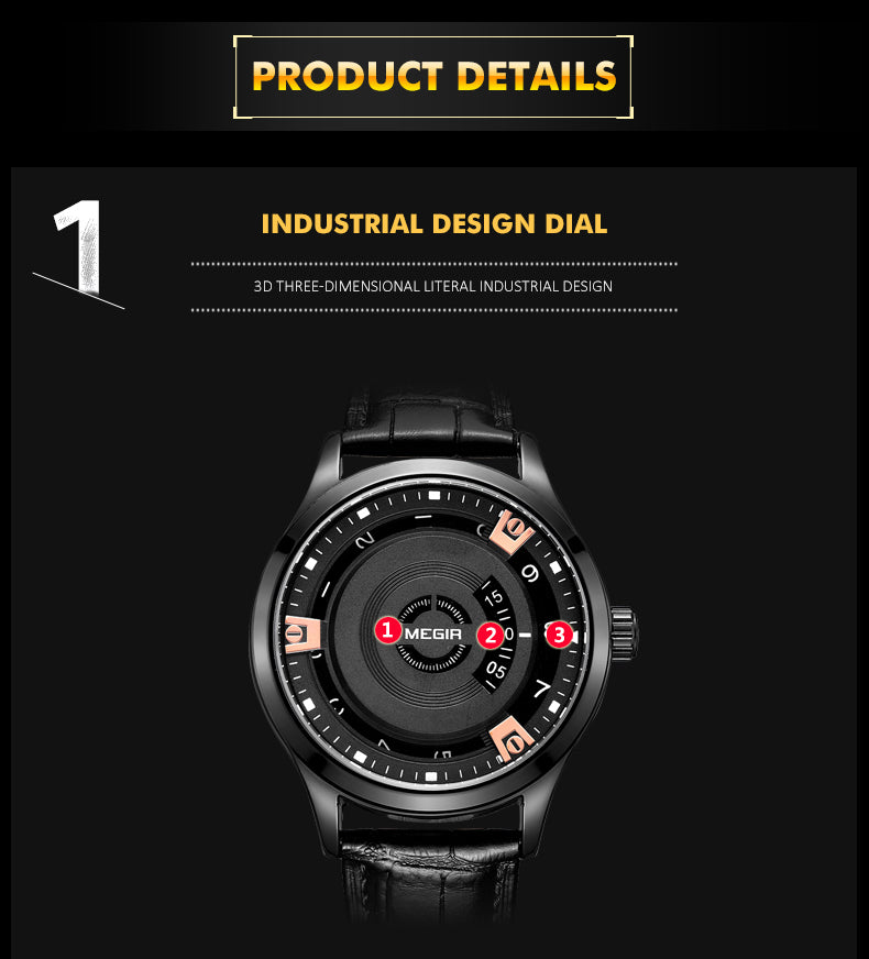 MEGIR Mens Watches Top Brand Luxury Leather Sport Military Watches Male Clock Waterproof Fashion Casual Quartz Wristwatch 1067-7