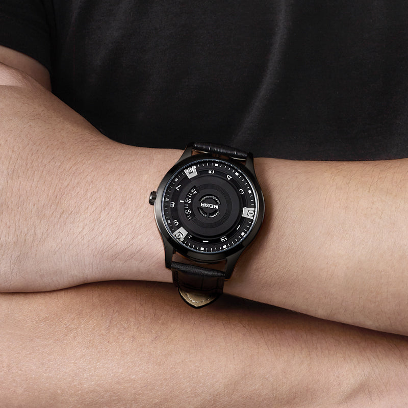 MEGIR Mens Watches Top Brand Luxury Leather Sport Military Watches Male Clock Waterproof Fashion Casual Quartz Wristwatch 1067-3