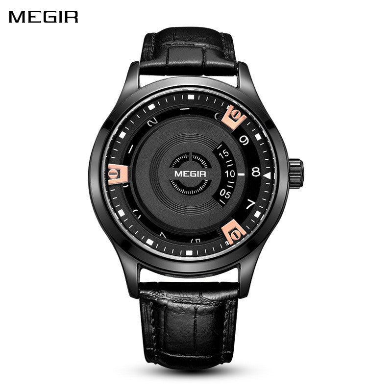 MEGIR Mens Watches Top Brand Luxury Leather Sport Military Watches Male Clock Waterproof Fashion Casual Quartz Wristwatch 1067-0