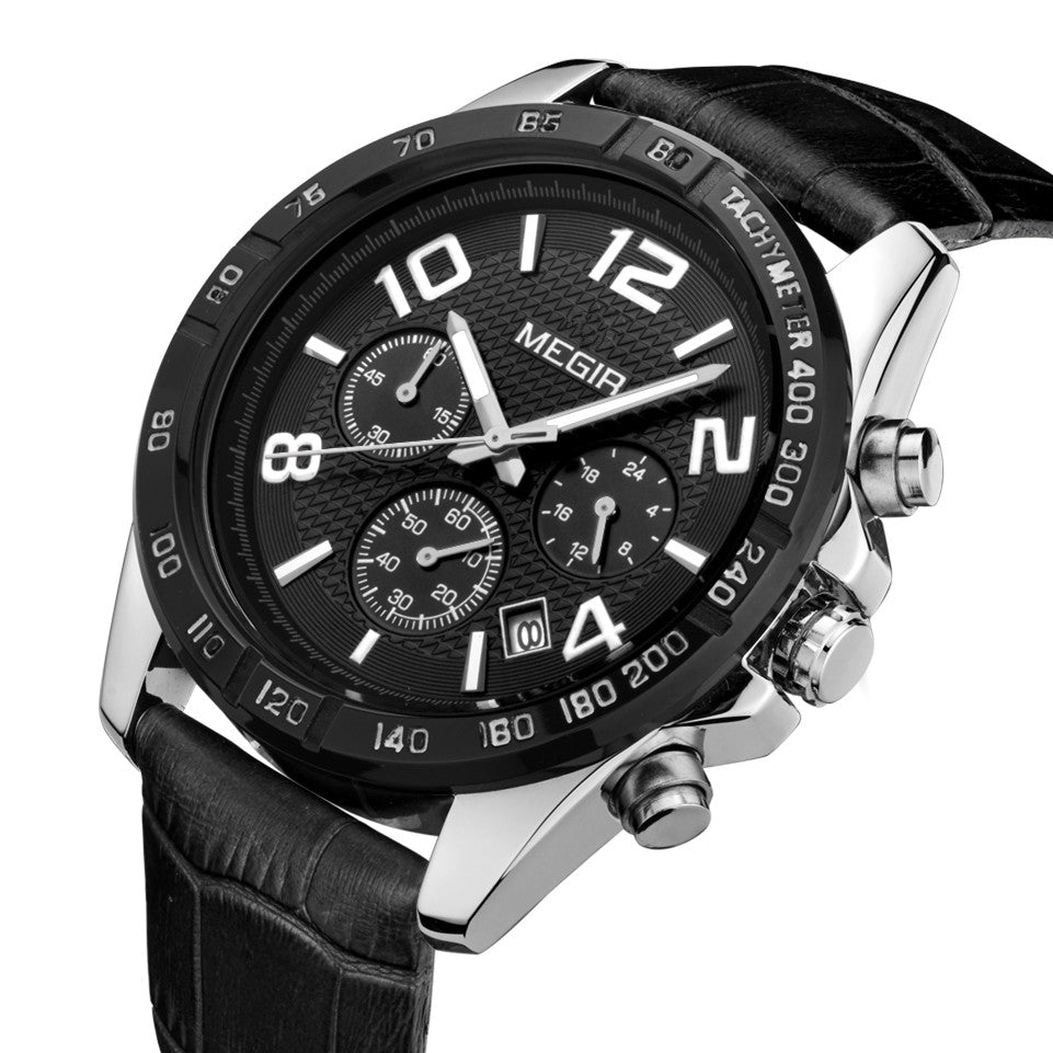 MEGIR Men Watch Top Brand Luxury Quartz Watches Waterproof Calendar Sport Wristwatch Leather Man Clock Chronograph Reloj Hombre 2014-6