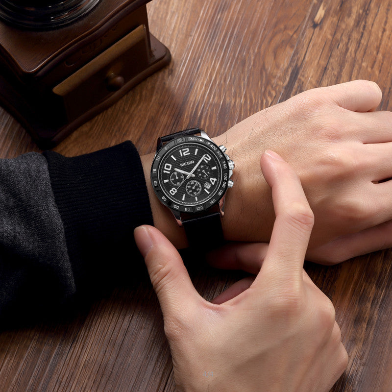 MEGIR Men Watch Top Brand Luxury Quartz Watches Waterproof Calendar Sport Wristwatch Leather Man Clock Chronograph Reloj Hombre 2014-1