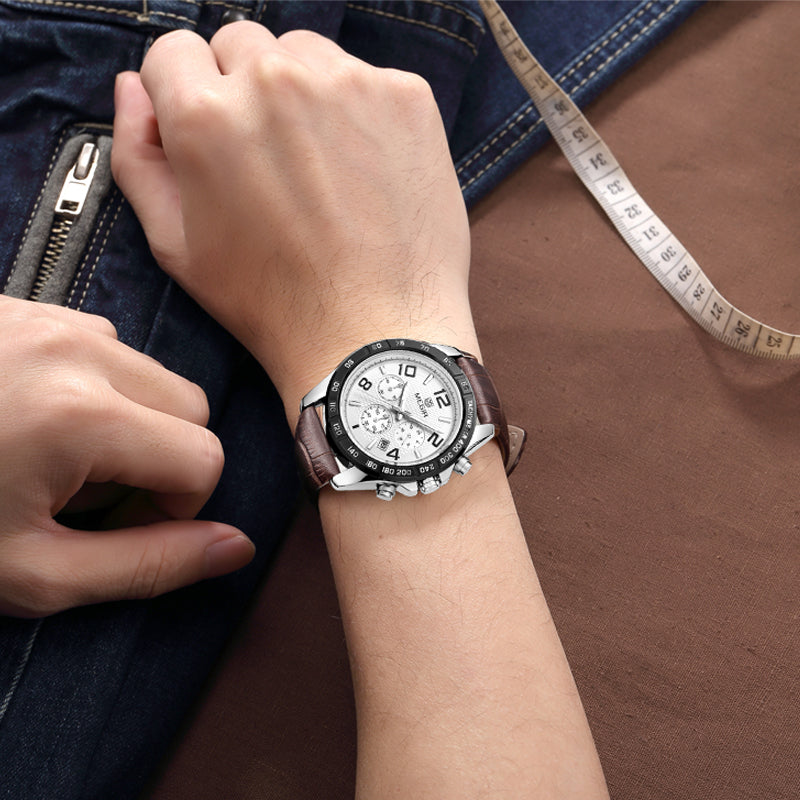 MEGIR Men Watch Top Brand Luxury Quartz Watches Waterproof Calendar Sport Wristwatch Leather Man Clock Chronograph Reloj Hombre 2014-2