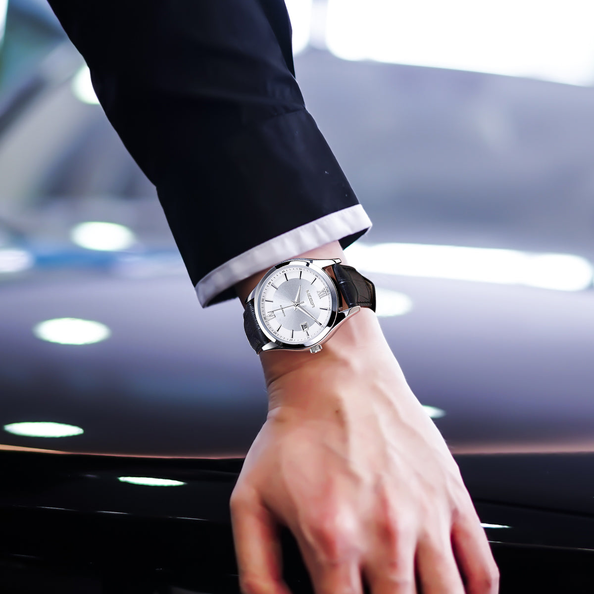 MEGIR Original Brand Men's Watches Automatic Mechanical Watch 5Bar Waterproof Leather Luxury Wristwatch Clock Relogio Masculino-3