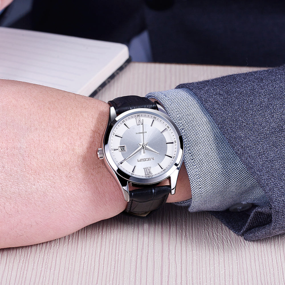 MEGIR Original Brand Men's Watches Automatic Mechanical Watch 5Bar Waterproof Leather Luxury Wristwatch Clock Relogio Masculino-2