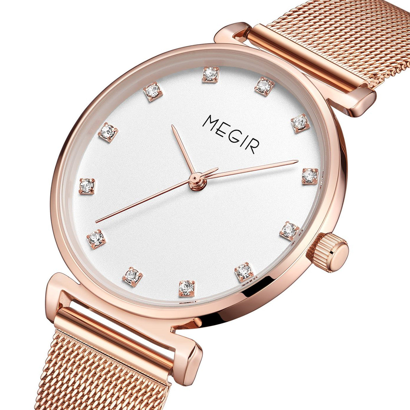 MEGIR Quartz Wristwatches Woman Bracelet Watch Ladies Stainless Steel Mesh Fashion Luxury Waterproof Watches Female Dress Clock-6