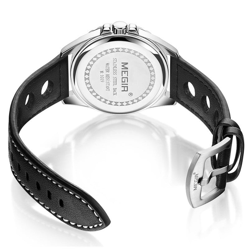 MEGIR Sport Men Watch Top Brand Leather Quartz Watches Man Clock Time Fashion Military Wristwatches Calendar Reloj Hombre 1019-9