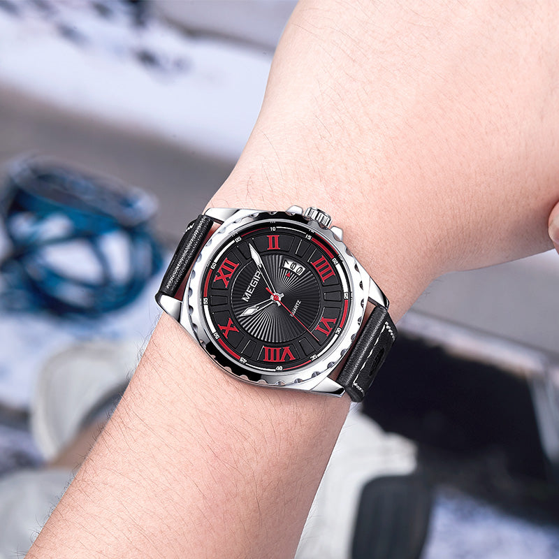 MEGIR Sport Men Watch Top Brand Leather Quartz Watches Man Clock Time Fashion Military Wristwatches Calendar Reloj Hombre 1019-2
