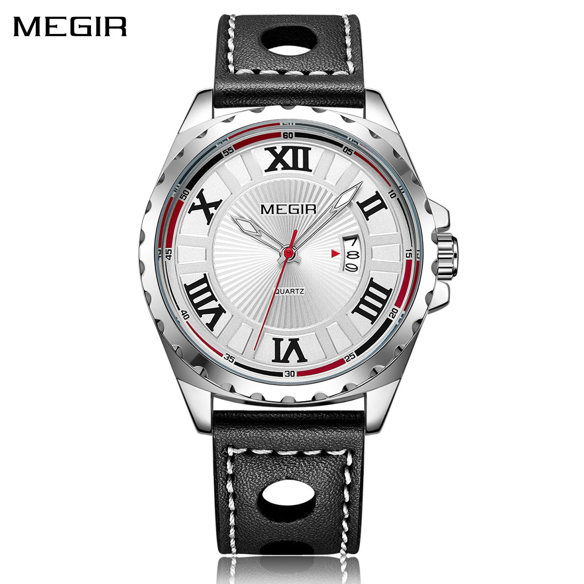 MEGIR Sport Men Watch Top Brand Leather Quartz Watches Man Clock Time Fashion Military Wristwatches Calendar Reloj Hombre 1019-0