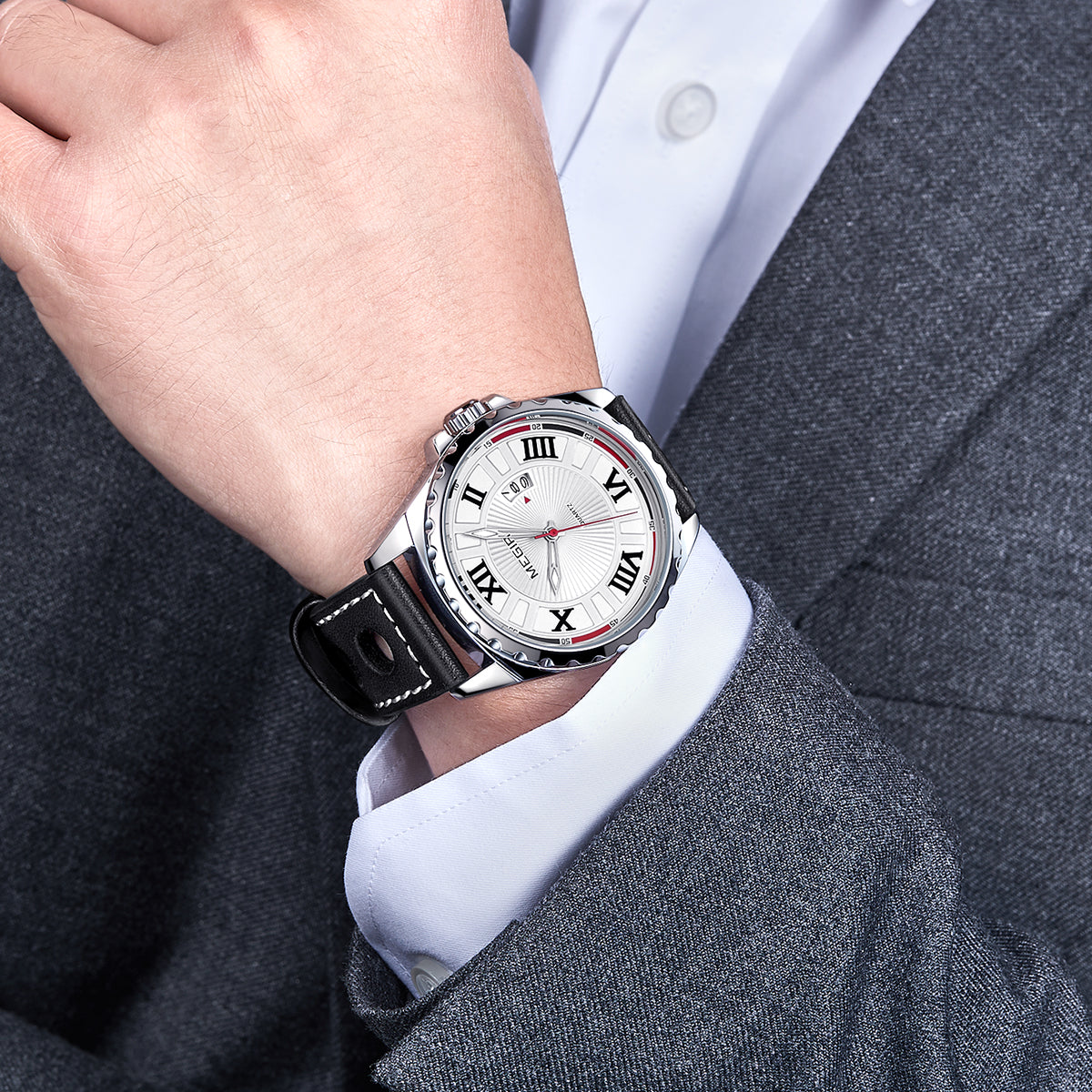 MEGIR Sport Men Watch Top Brand Leather Quartz Watches Man Clock Time Fashion Military Wristwatches Calendar Reloj Hombre 1019-1