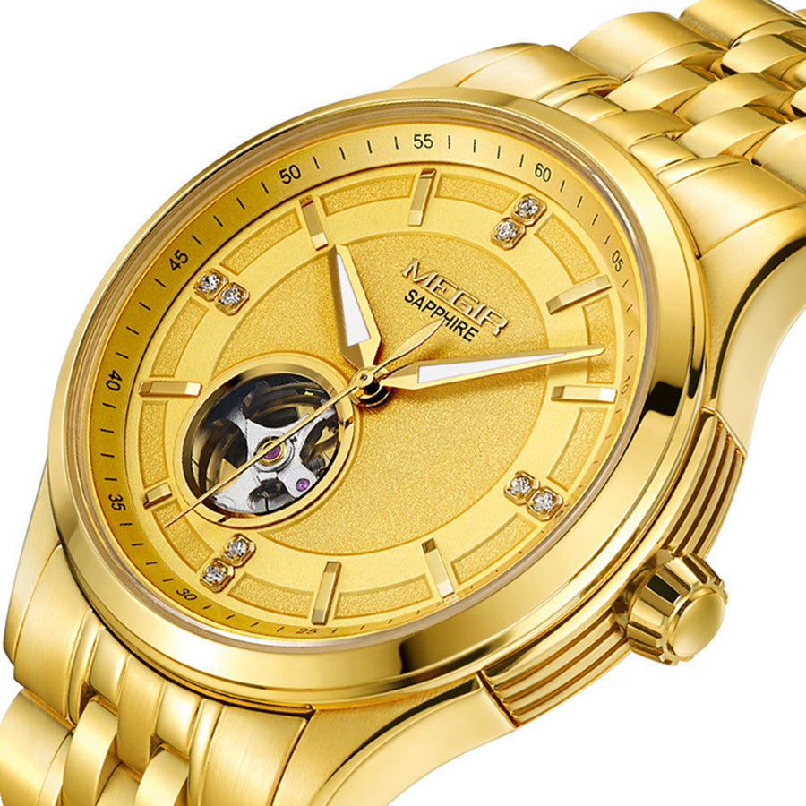 MEGIR Top Brand Luxury Business Watch Men Stainless Steel Waterproof Automatic Mechanical WristWatch Clock Big Dial Montre Homme-8