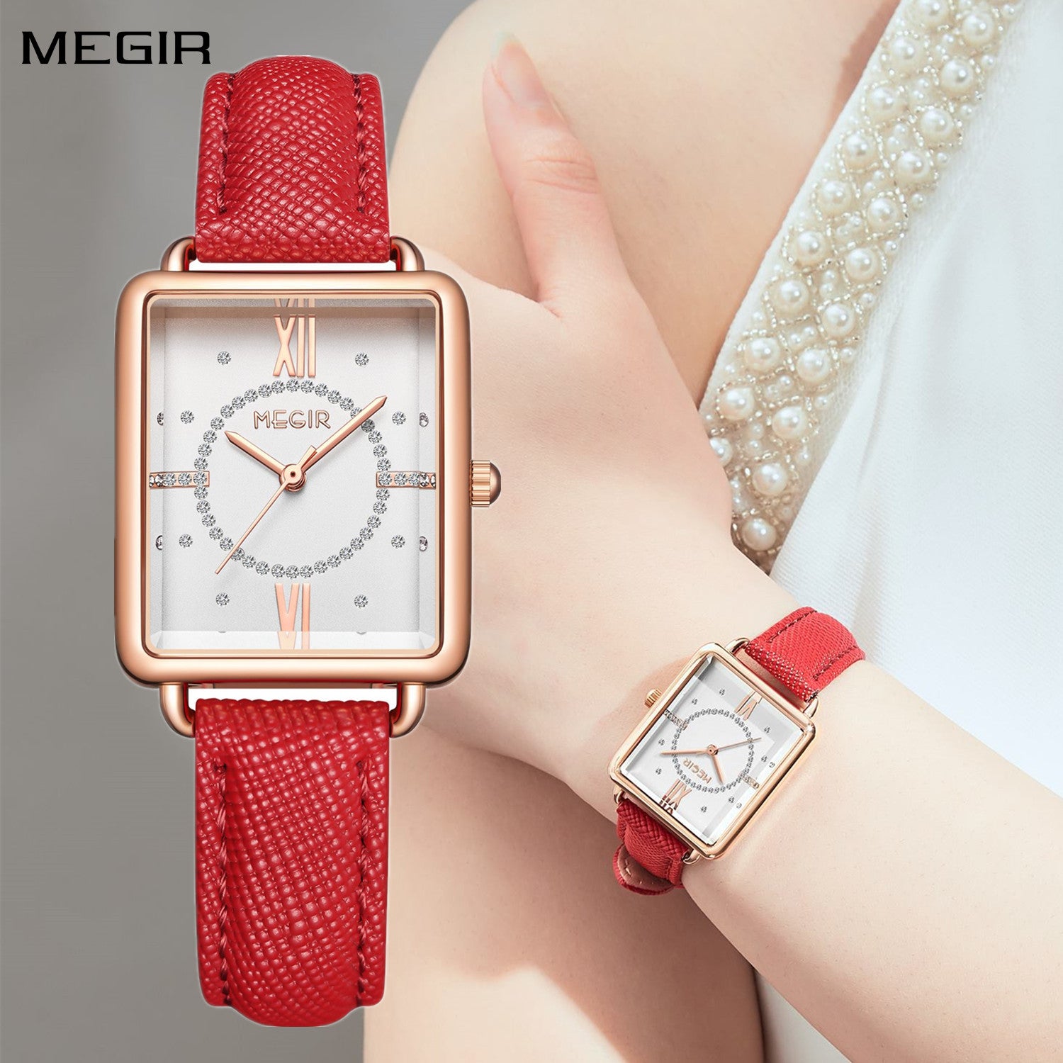 MEGIR Women Watch Luxury Fashion Leather Strap Ladies Quartz Wristwatch Casual Sport Wrist Watches Dress Clock Relogio Feminino-0