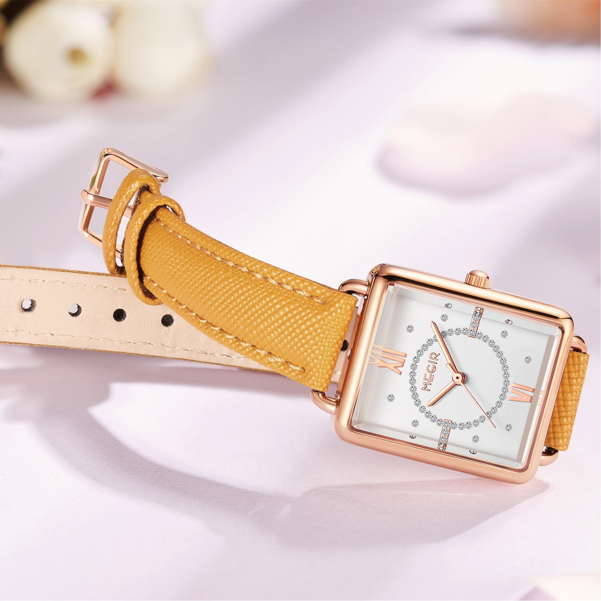 MEGIR Women Watch Luxury Fashion Leather Strap Ladies Quartz Wristwatch Casual Sport Wrist Watches Dress Clock Relogio Feminino-6