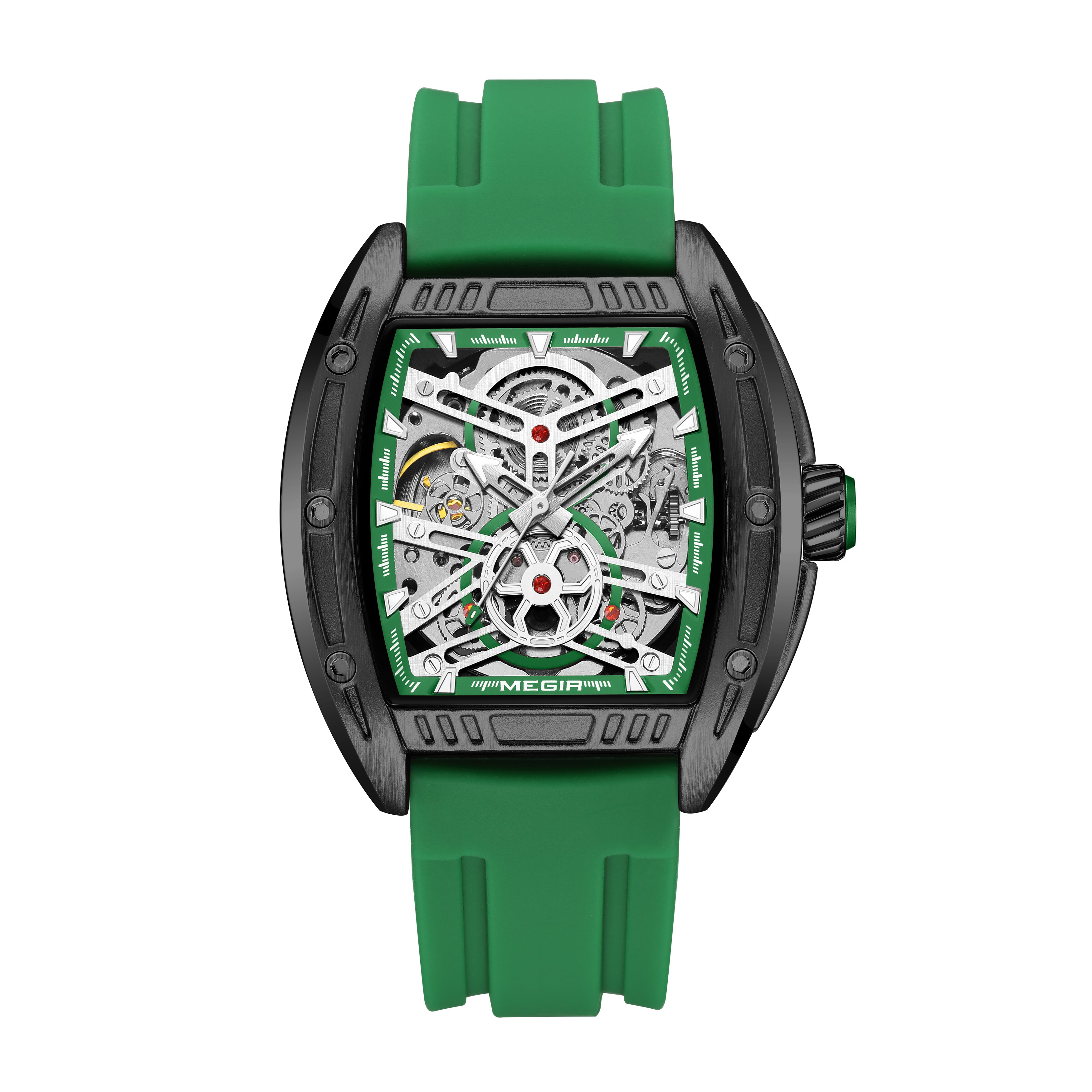 MEGIR Original Luxury Sport Watch for Men Silicone Band Automatic Mechanical Movement WristWatches Luminous Clock Reloj Hombre-14